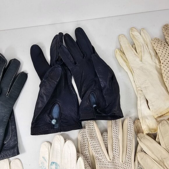 Vintage Gloves Leather Mesh Lot 8 Pairs Mixed Styles Sizes Prop Theater Costume - Picture 9 of 15